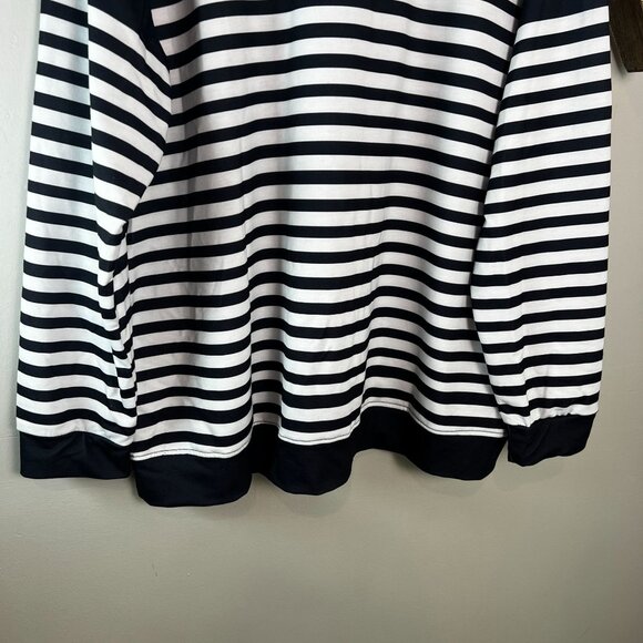 Pixie Lady Womens Plus 2X Crewneck Sweater Top Long Sleeve Navy White Striped - Picture 8 of 12